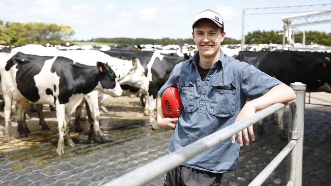 Hugh McCluggage on his family's dairy farm in Allansford. Picture: Chloe Smith.