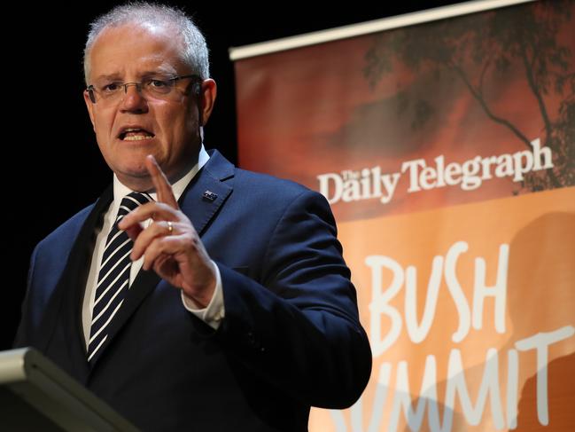 Prime Minister Scott Morrison at The Daily Telegraph Bush Summit in Dubbo. Picture: Jonathan Ng