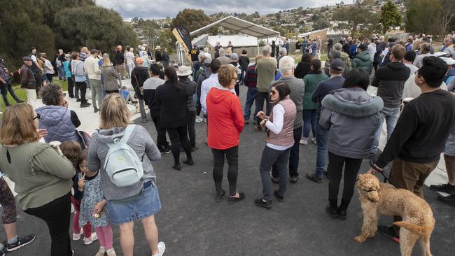 There was huge interest in the auction at the Maryknoll site at Blackmans Bay on Saturday. Picture: Chris Kidd