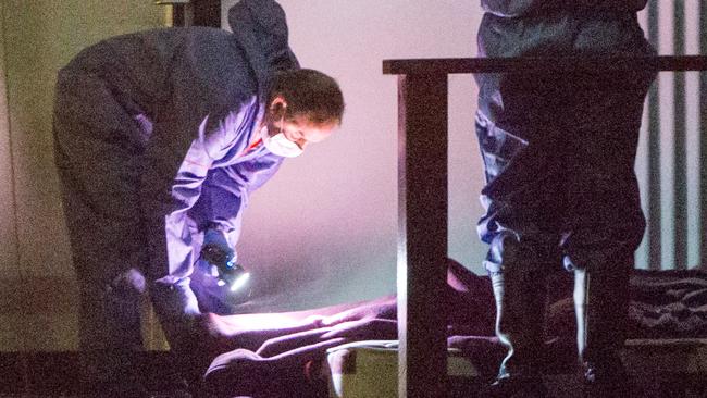 Police attend a death in the rural town of Barmah. Picture: Mark Stewart