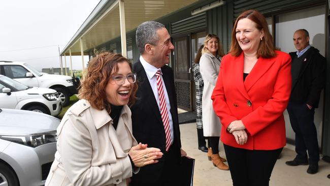 Federal MPs Amanda Rishworth, Infrastructure Minister Tom Koutsantonis, and Member for Boothby Louise Miller-Frost. Picture: Keryn Stevens