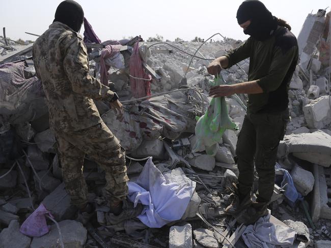 The aftermath of an operation by the US military which targeted Abu Bakr al-Baghdadi. Picture: AP Photo/Ghaith Alsayed