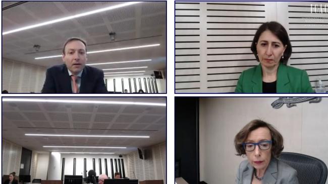 Gladys Berejiklian, top right, sat through hours of questions.