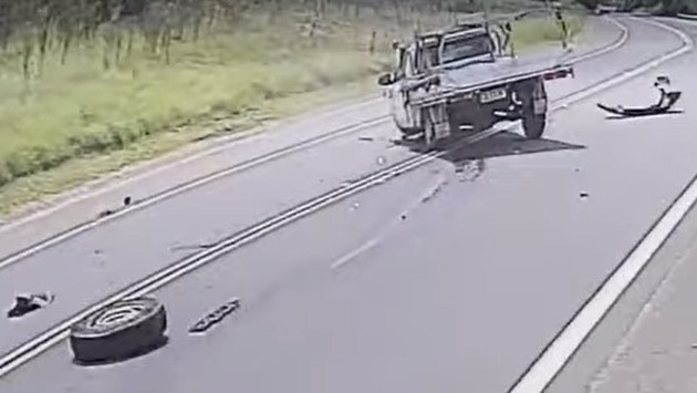 Vehicular debris can be seen laying on the road. Picture: YouTube