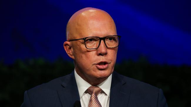 Opposition Leader Peter Dutton is in Sydney and makes a speech at the Australian Financial Review Business Summit. Picture: NCA NewsWire / Gaye Gerard