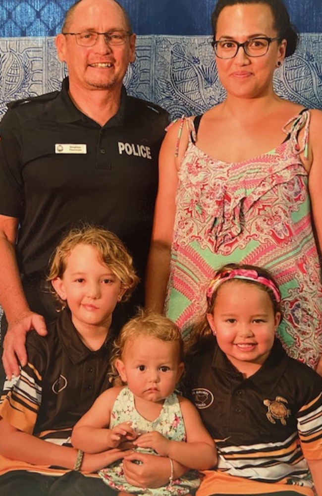 Steven Thomson, daughter Sienna Santiago (bottom left) and family in 2020. Picture: File