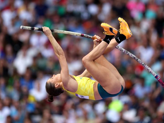 Nina Kenndey has delivered one of Australia’s great athletic performances to take gold in Paris. Picture: Cameron Spencer/Getty Images