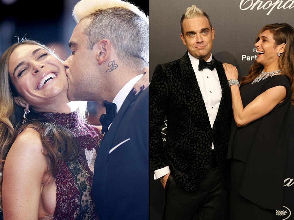 Singer Robbie Williams and his wife Ayda Field attend the Soiree Chopard 'Gold Party' at the Cannes Film Festival. Picture: Getty / AFP