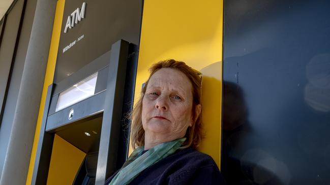 Robbery victim Jo Hill is convinced the security camera at the Ringwood North Commonwealth Bank ATM is not working. Photo Luis Enrique Ascui