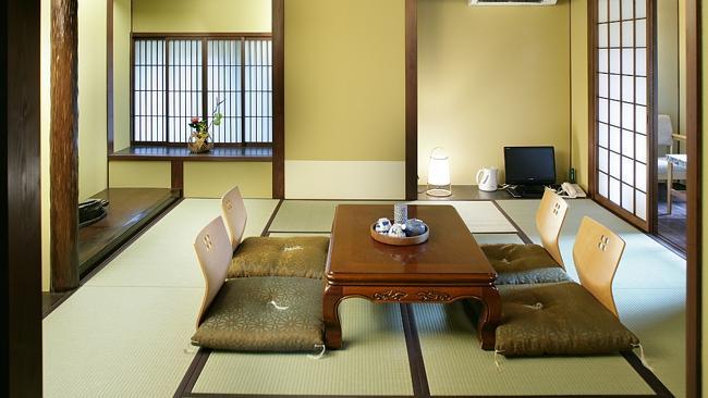 Dining area in room at Matsubaya Ryokan, a simple traditional Japanese inn in Kyoto. Pic 