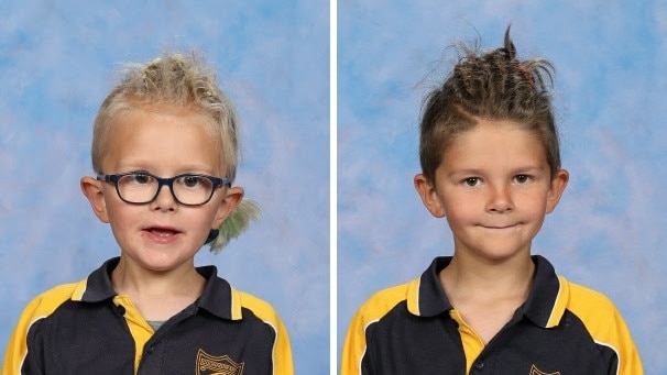 Brothers  Sam Johnson (left) and Max (right) in school photos taken a week before they were found dead in their grandmother's Coonabarabran home. An autopsy allegedly found prescription drugs in both boys' systems, police confirmed. Five weeks since they were allegedly murdered by their grandmother Kathleen Heggs, the pair will be buried this week., , Picture: Supplied