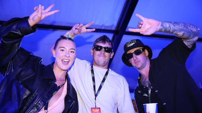 Faith Hunt, Jake McShane and Luke McShane at the Out 2 Lunch Festival 2025 on Saturday at Broadwater Parklands Southport for Gold Coast at Large. Picture, Portia Large.