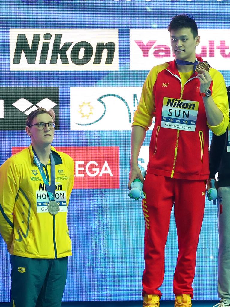 Australian Mack Horton protested against Sun Yang at the 2019 world championships.