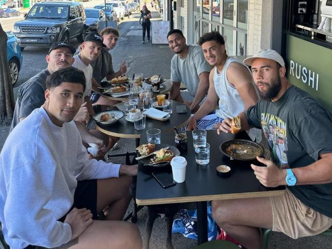 Cronulla Sharks at a cafe