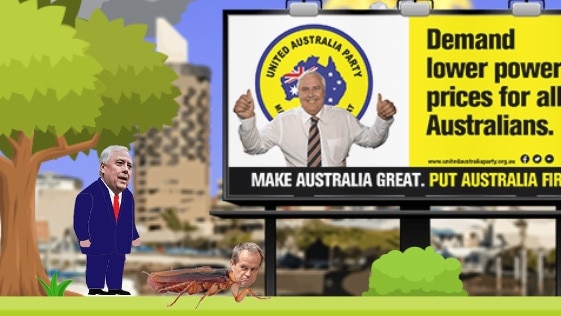 This screenshot from Clive Palmer’s new video game features Bill Shorten as a cockroach. Picture: Supplied