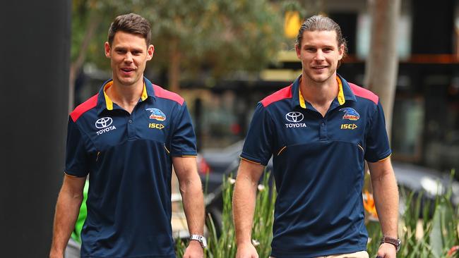 Sam Gibson and Bryce Gibbs will play their first games for the Crows. Picture: Scott Barbour/Getty Images