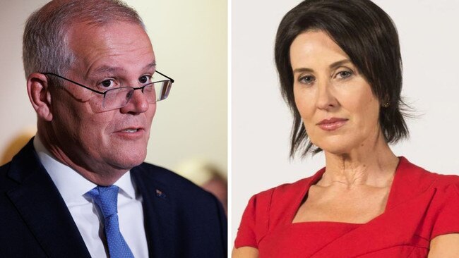 Scott Morrison and Virginia Trioli. Pictures: Jason Edwards; ABC