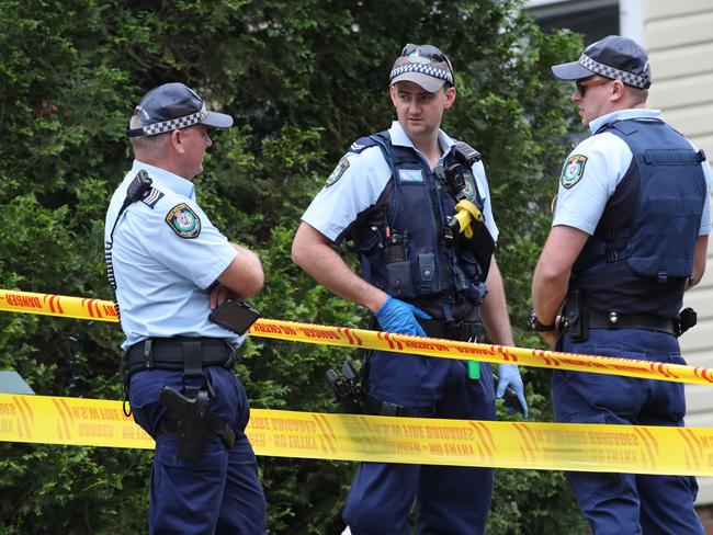 Police at the Edwards’ home. Picture David Swift