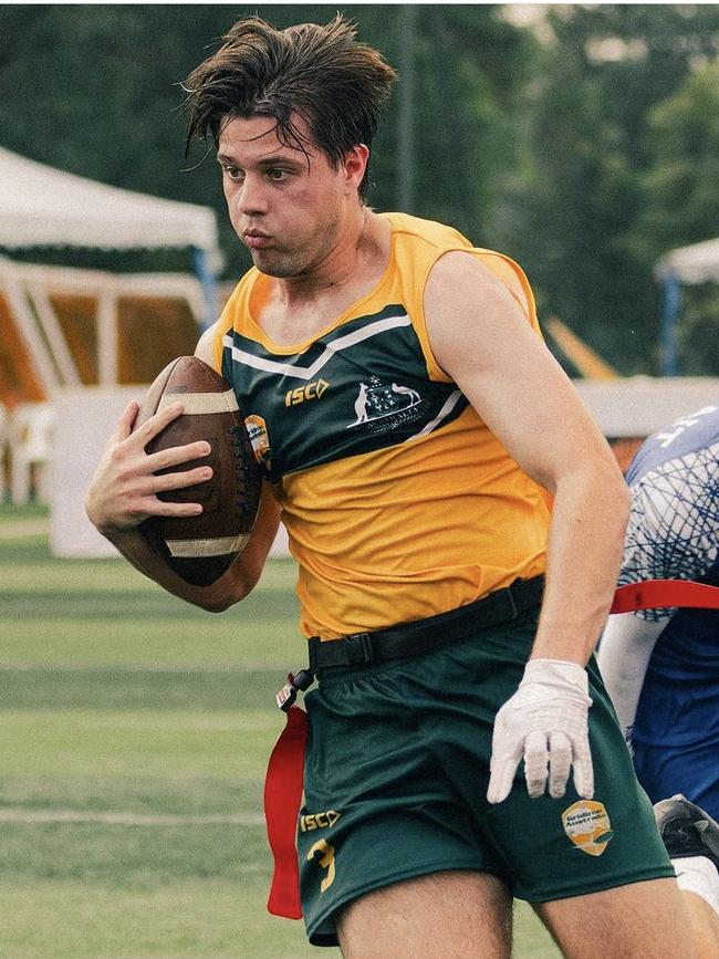 Cayden Close of the Australian Flag Football team. Picture: Jack Foley Photography