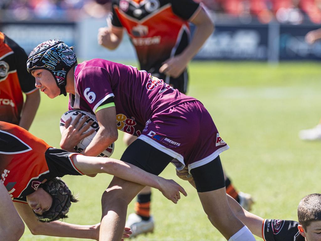 Ryker Filewood of Dalby Devils against Southern Suburbs in U14 boys Toowoomba Junior Rugby League grand final at Toowoomba Sports Ground, Saturday, September 7, 2024. Picture: Kevin Farmer