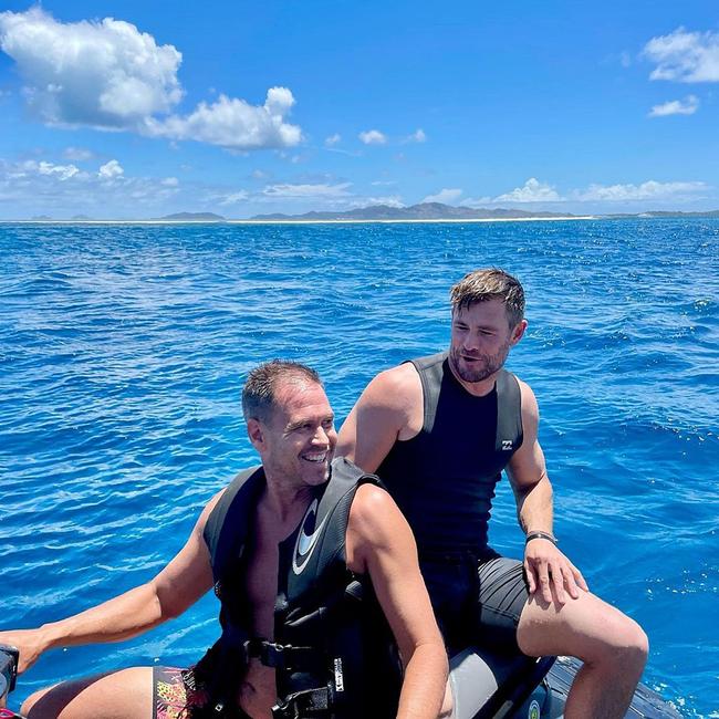 Luke Munro with Chris Hemsworth in Fiji October 2023. Source: Instagram.