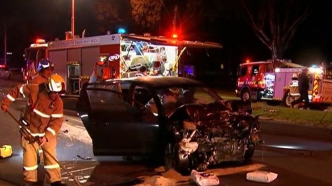 The Mazda involved in the shocking crash. Picture: 7 News