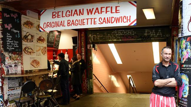 Marc Laucher has owned Waffle On in Degraves St for 18 year and says traders want answers on the status of the report. Picture: Nicole Garmston