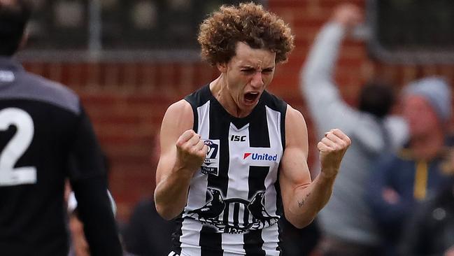 Chris Mayne celebrates a goal in the VFL. Pic: Michael Klein