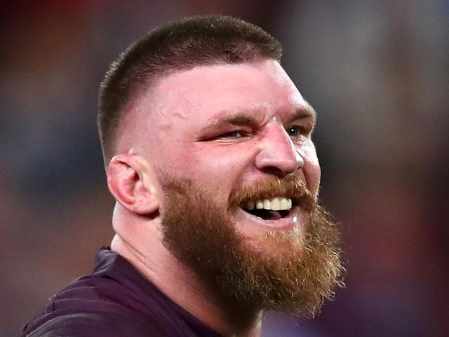 BRISBANE, AUSTRALIA - JUNE 05: Josh Mcguire of Queensland smiles after winning game one of the 2019 State of Origin series between the Queensland Maroons and the New South Wales Blues at Suncorp Stadium on June 05, 2019 in Brisbane, Australia. (Photo by Cameron Spencer/Getty Images)