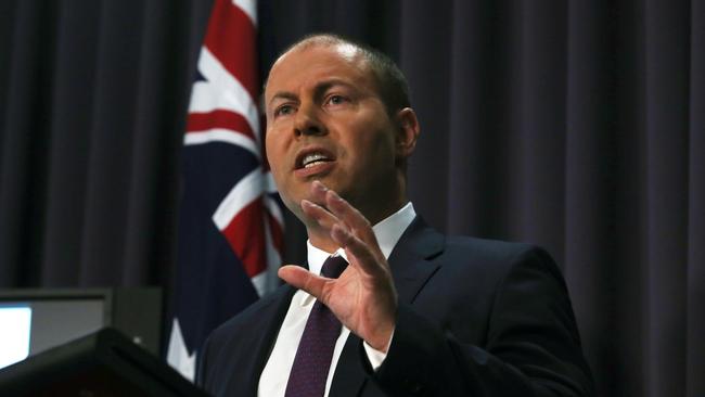 The Treasurer Josh Frydenberg during a press conference at Parliament House in Canberra. Picture: Gary Ramage