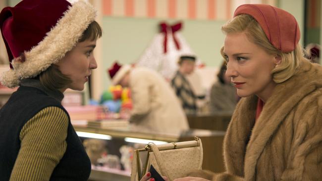 Rooney Mara, left, and Cate Blanchett in <i>Carol.</i>