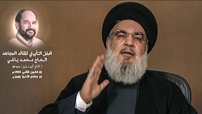 Hassan Nasrallah on Friday said Hezbollah’s response to Saleh al-Arouri’s death was ‘undoubtedly coming’. Picture: AFP