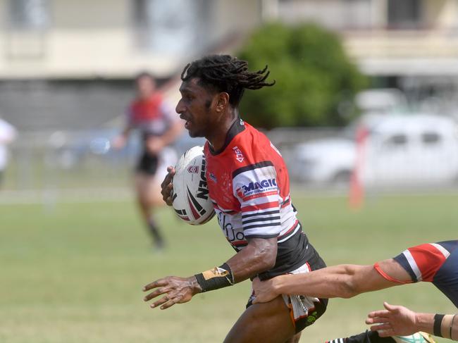 Kirwan State High School hosts St Patrick's College, Mackay, in round 1 of the 2025 Aaron Payne Cup. Kirwan's Manua Dau runs 60 meters for individual tray. Picture: Evan Morgan