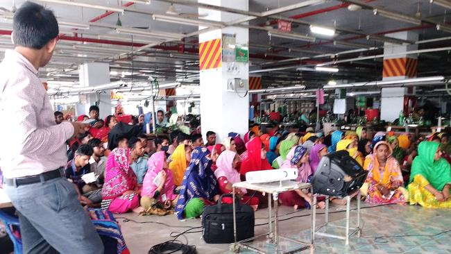 Staff of one of Mosaic's suppliers, Hydroxide Knitwear. Bangladeshi garment companies, including Hydroxide Knitwear, are owed about $30m. Picture: Facebook