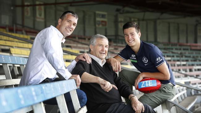 The historic picture of three generations of Silvagni's at Carlton in 2015. Picture: David Caird.