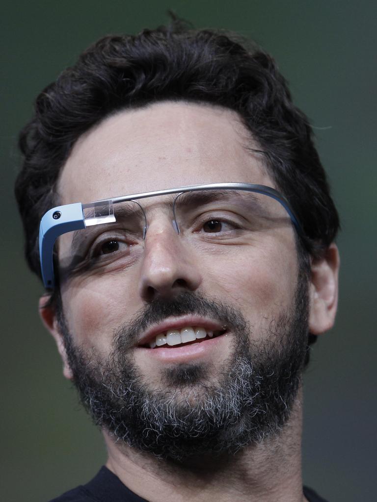 Sergey Brin demonstrating Google's ultimately failed Glass wearable internet glasses. Picture; AP Photo/Paul Sakuma