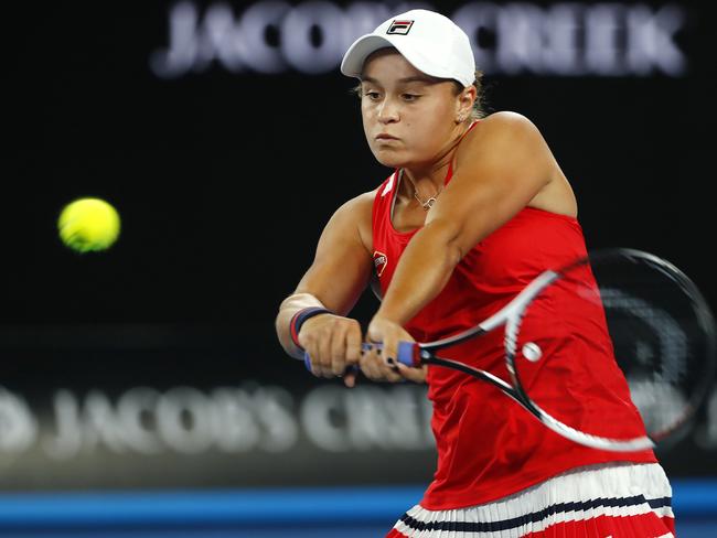 Ashley Barty can rip a backhand and clear a picket fence. Picture: Michael Klein