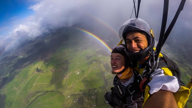 The ecstatic pair can’t believe their luck. Picture: Anthony Killeen.