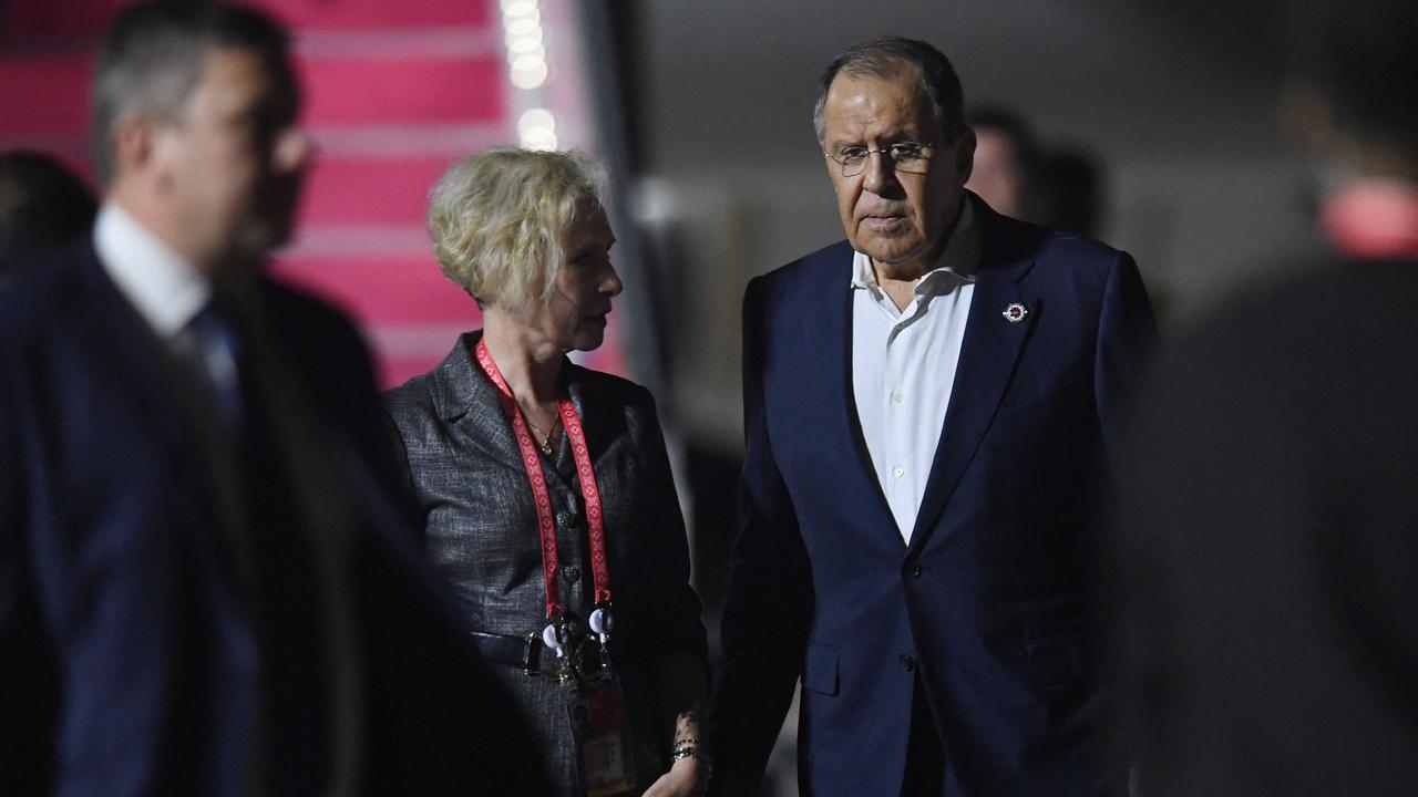 Russia's Foreign Minister Sergey Lavrov arrives to attend the G20 Summit (Photo by SONNY TUMBELAKA / POOL / AFP)