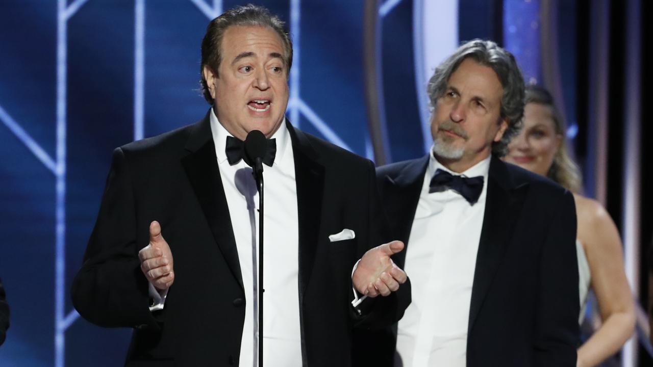 Peter Farrelly (right) with Nick Vallelonga at the Golden Globes on Monday. Picture: Paul Drinkwater/NBCUniversal via Getty Images