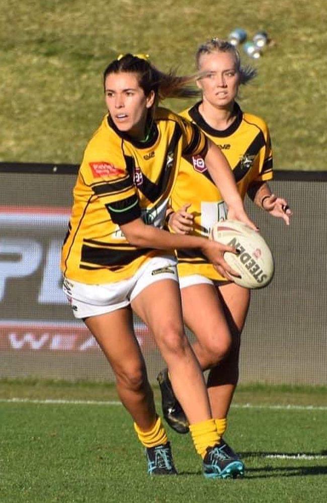 Caloundra Sharks women's player Ella-J Harris in action.