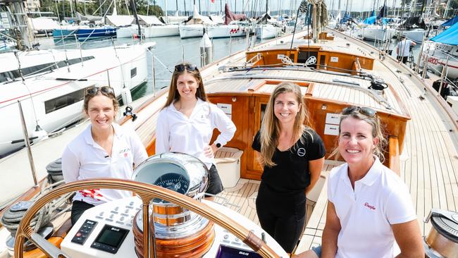 Stacey Jackson, right, Juliet and Clare Costanzo and Nina Curtis are all racing to Hobart this year.