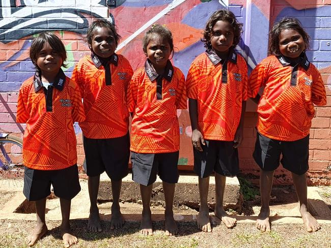 MILIKAPITI SCHOOL: YIKWANI CLASS. (L-R): Kenny Austral, Rochelle Dumoo, Millicent Puruntatameri, George Stassi, Markiesa Kerinaiua. ABSENT: Austin Wonaeamirri, Dixie Olsen, Edmund Brooks