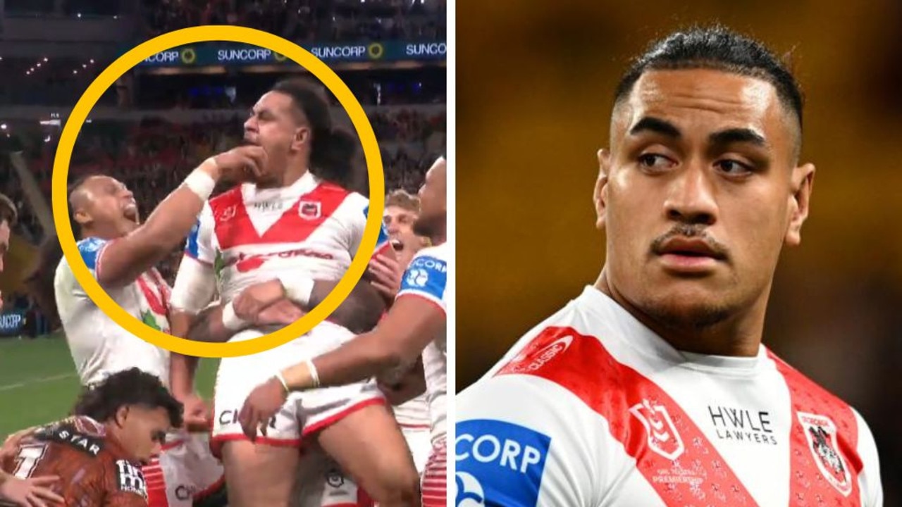 ‘Boys being boys’: Onlookers left baffled after NRL duo’s bizarre try celebration