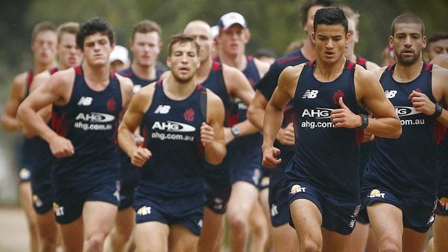 Demons recruit Billy Stretch, right, paces the group. Picture: Wayne Ludbey