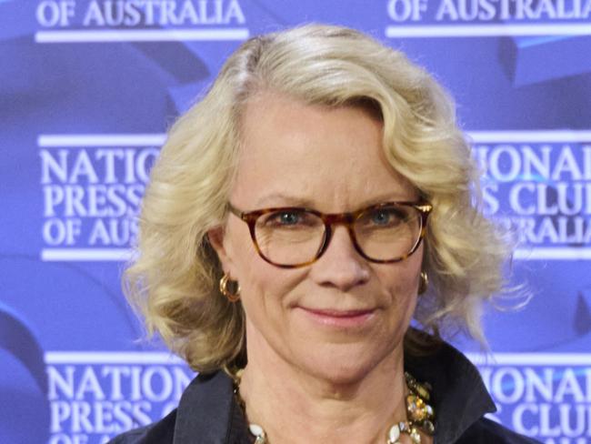 CANBERRA, AUSTRALIA - FEBRUARY 01: Prime Minister Scott Morrison with National Press Club President Laura Tingle following the Prime Minister's address at the National Press Club on February 01, 2022 in Canberra, Australia. (Photo by Rohan Thomson/Getty Images)