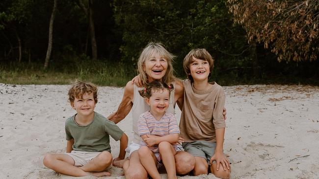 Becky Cantor with her grandchildren Fin Lysaught, Sky Lysaught and Kit Lysaught Picture: Weir the Wild