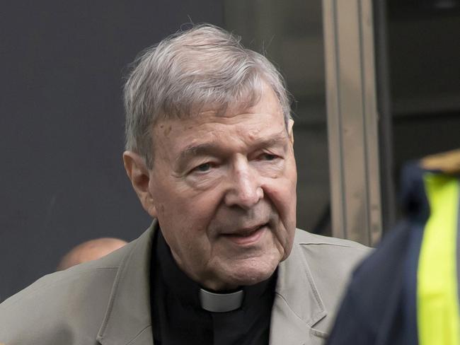 FILE - In this Feb. 26, 2019, file photo, Cardinal George Pell arrives at the County Court in Melbourne, Australia. An Australian court spokesman says Pell will not fight for a reduced jail sentence if he fails in his appeal of his conviction for molesting two choirboys in the 1990s. (AP Photo/Andy Brownbill, File)