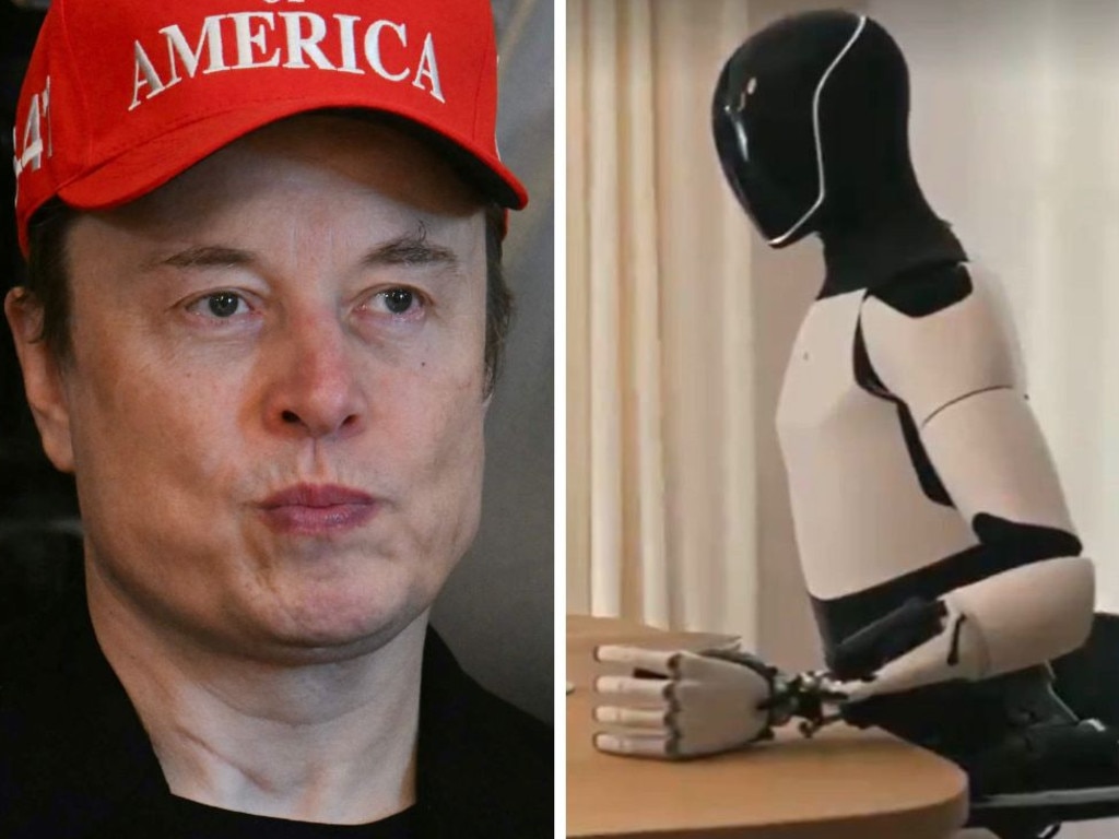 Tech billionaire Elon Musk is in the robotics driver’s seat in more ways than one and suggested we could be living the Star Wars life by the end of the decade. Picture: composite