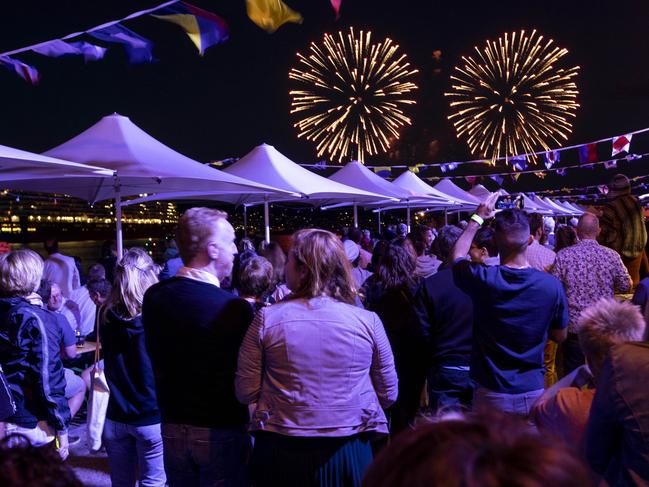 Fireworks at the Taste of Tasmania NYE party. Picture: LUKE BOWDEN